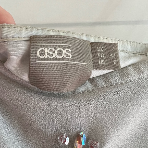 ASOS Beaded Cami Strap Midi Dress in Light Blue/Gray - Picture 5 of 6